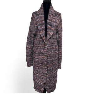KNOX ROSE Multicolored Wool Blend  Cozy Cardigan With Bottom Front L Exellent C.